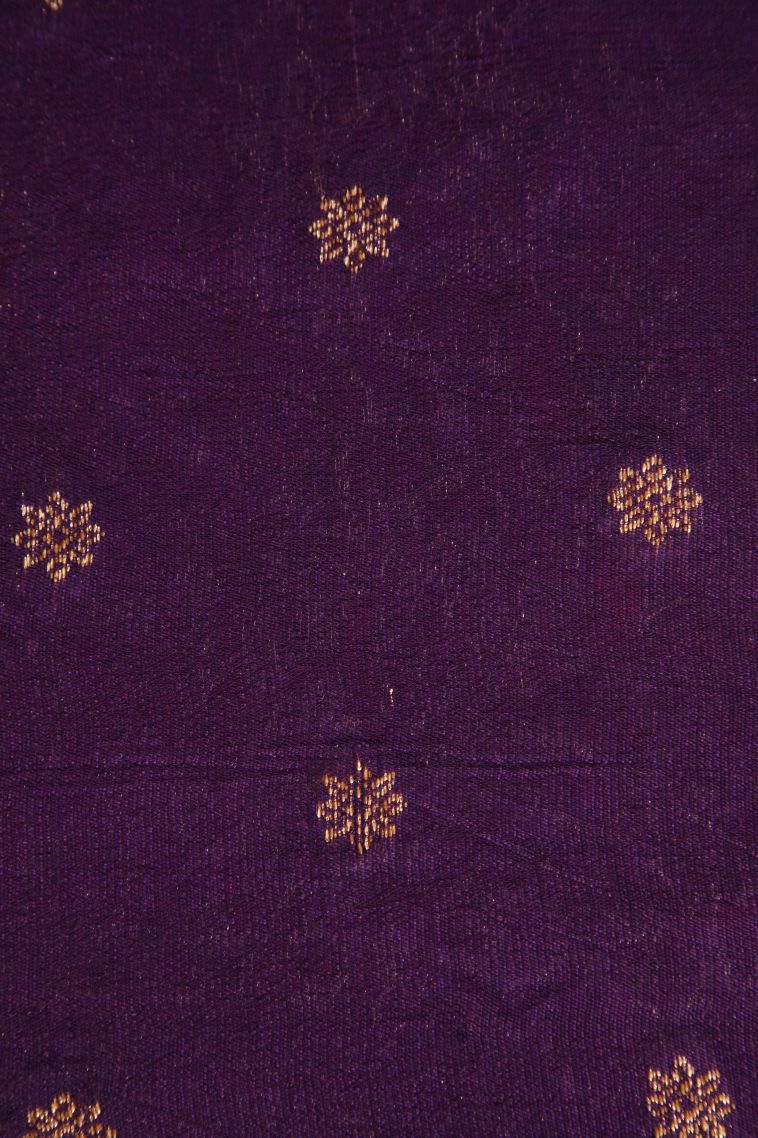 Rose  Red Banaras Sarees with Copper Zari Floral Patterns view 3