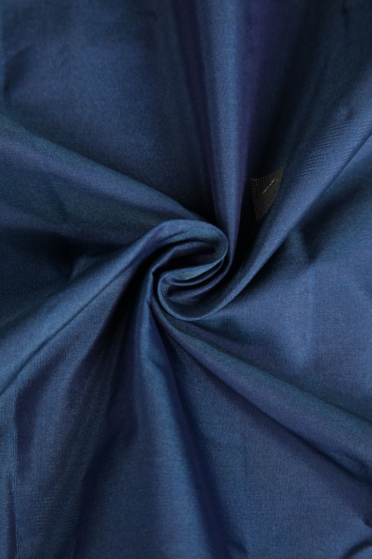 Aegean Blue Arani Silk Sarees Silver Zari with Geometric Shapes view 4