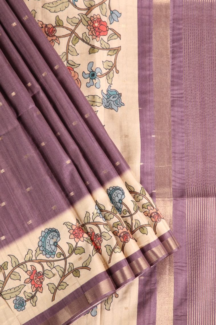 Lemonade Pink Semi Raw Silk Printed Gold Zari with Zari Puttas view 1
