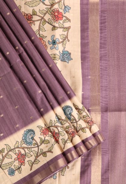 Lemonade Pink Semi Raw Silk Printed Gold Zari with Zari Puttas