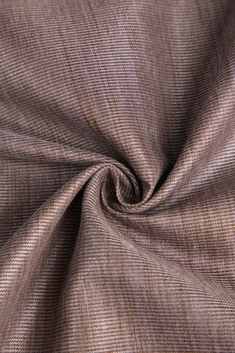 Caramel Brown Jute Sarees with Silver Zari Plain view 4