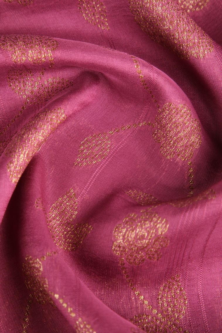 Ballet Pink Banaras Sarees Antic Zari with Floral Patterns view 4
