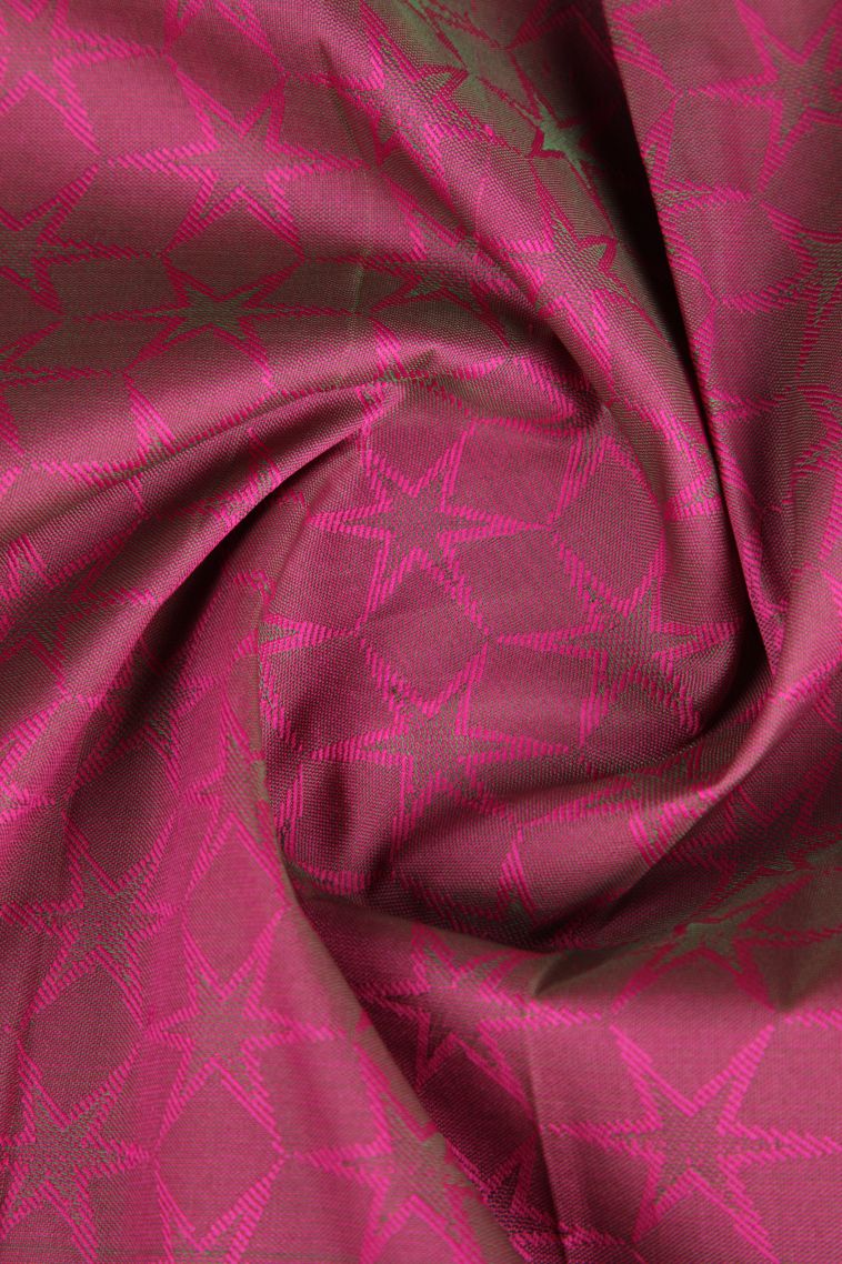 Bubblegum Pink Visiri Madippu Silk Sarees Copper Zari with Stars Motiff view 4