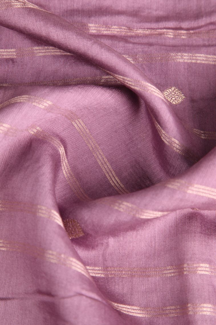 Blush Pink Chanderi Cotton Sarees Antic Zari with Cross Straipes view 4