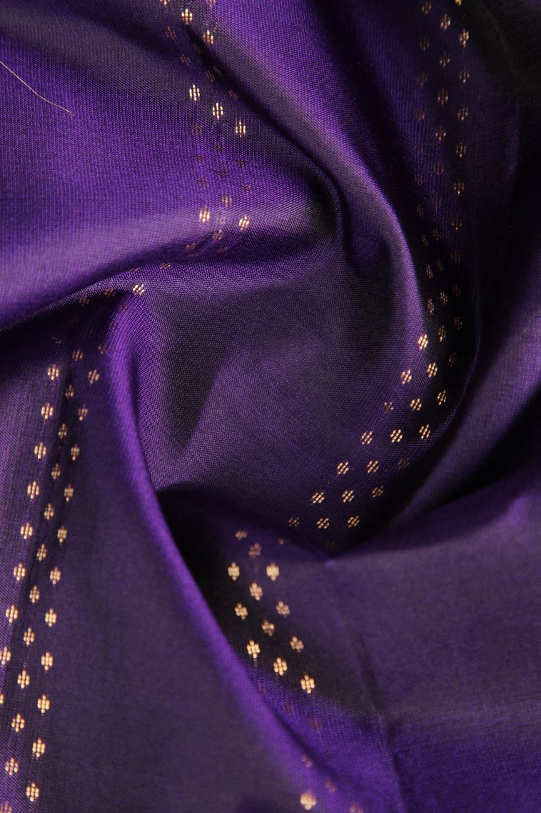 Berry Blue Soft Silk Saree with Gold Zari Buttis (small Dots Or Motifs) view 4