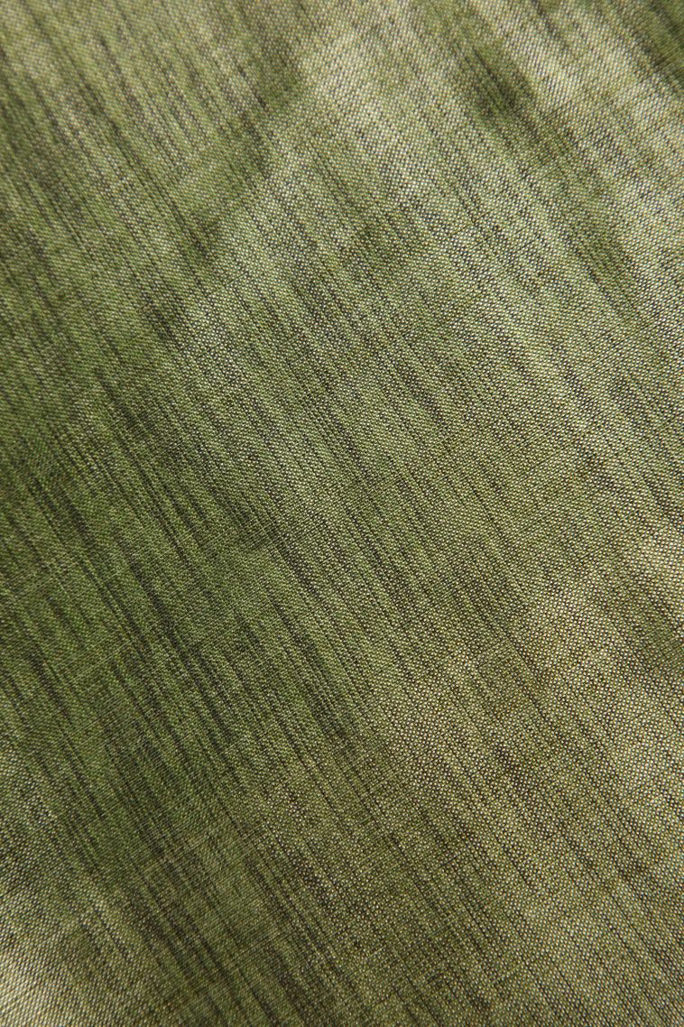 Olive Green Semi Tussar Silk Gold And Silver Zari with Zari Stripes view 3