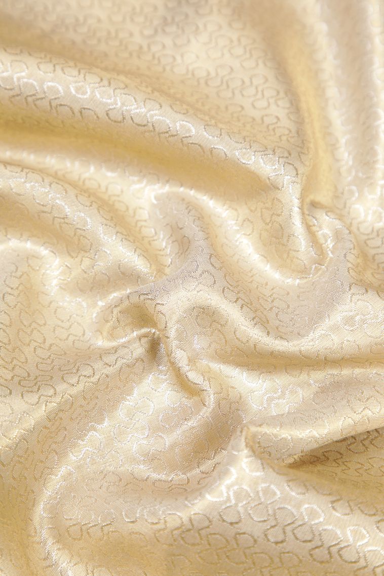 Vanilla Custard Yellow Apoorva Silk Sarees with Gold Zari Geometric Shapes view 4