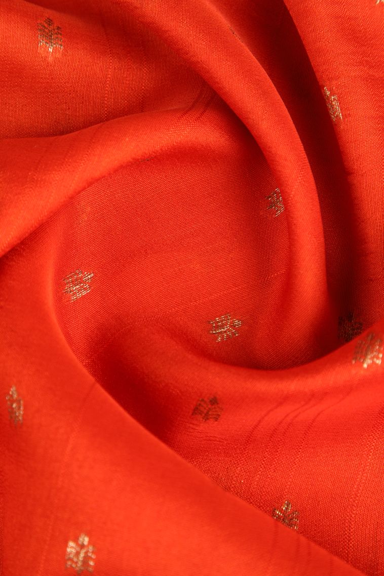Rose Red Banaras Sarees Antic Zari with Floral Puttas view 4