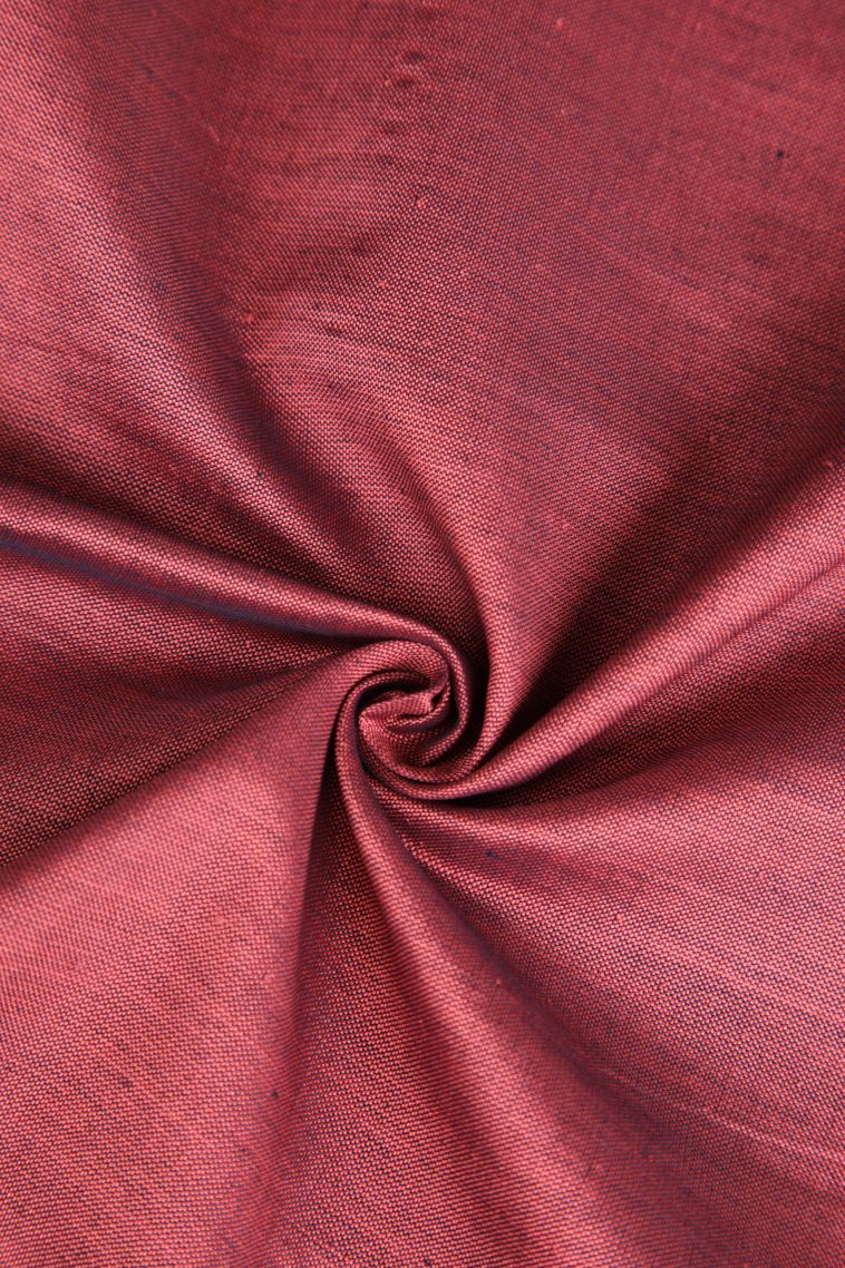 Blush Red Poly Cotton Sarees Gold Zari with Plain view 4