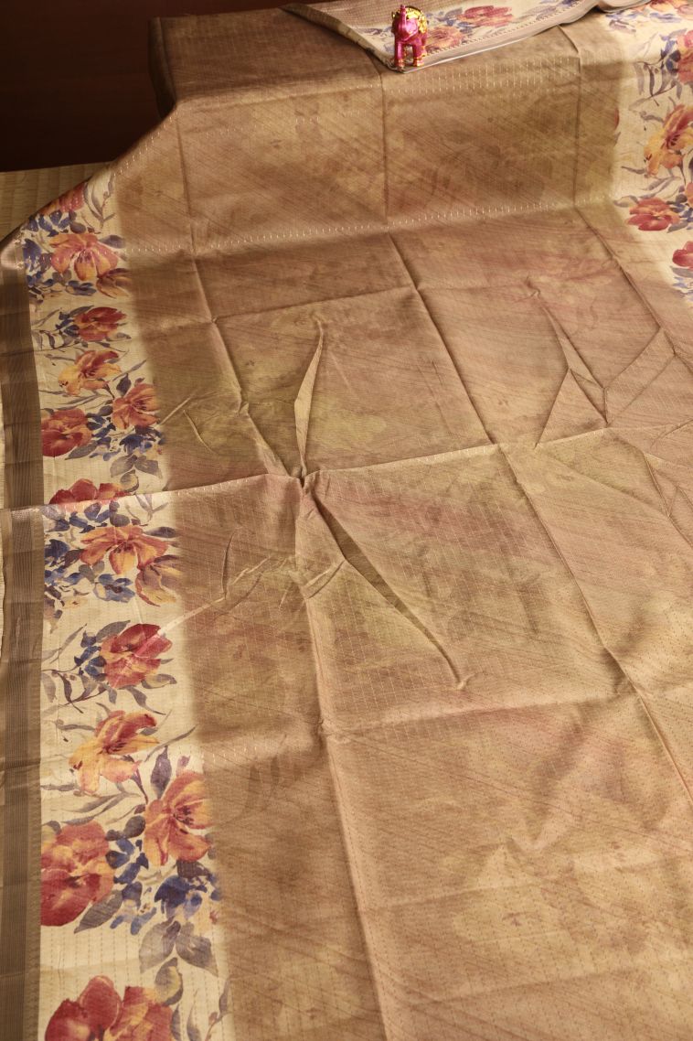 Sandcastle Yellow Semi Tussar Silk Gold Zari with Zari Puttas view 2