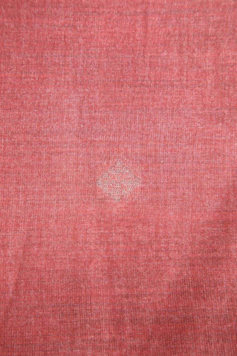 Blush Red Semi Tussar Silk with Silver Zari Stripes view 3