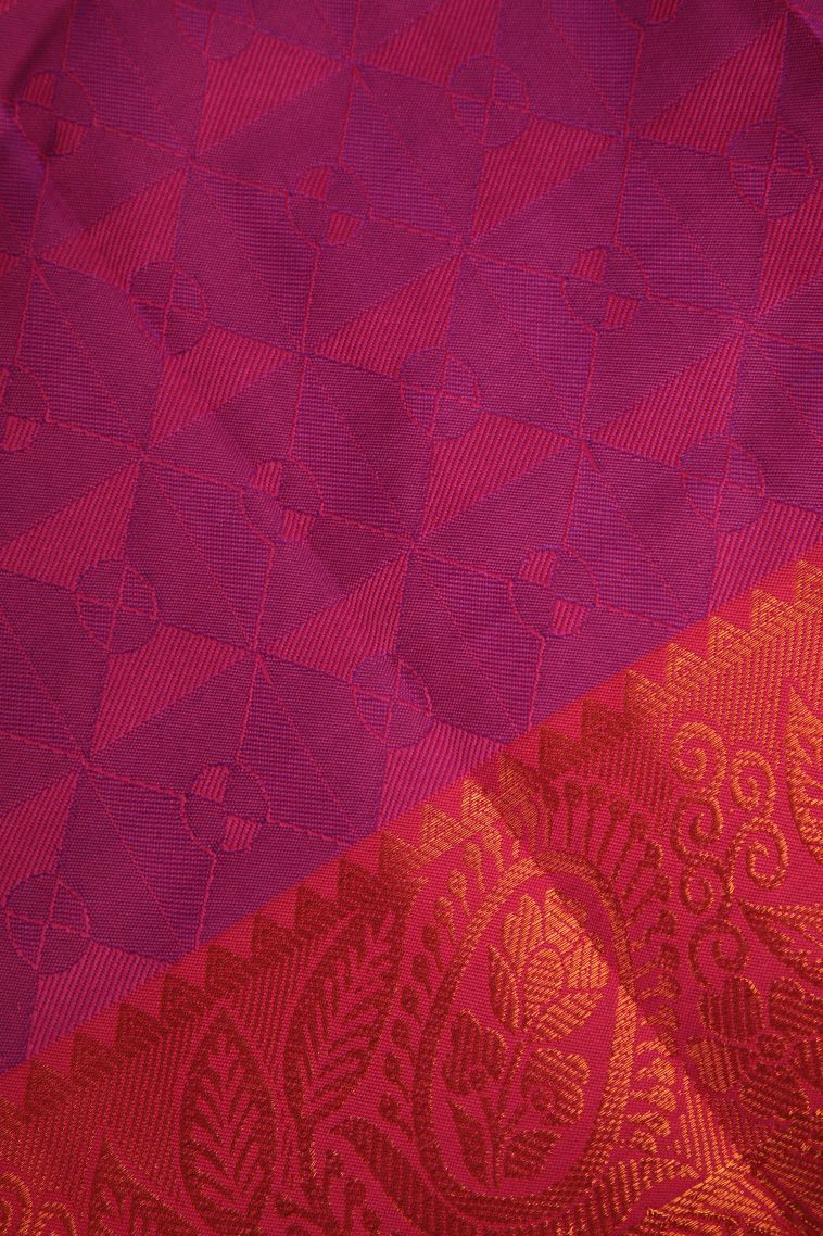 Admiral Blue Visiri Madippu Silk Sarees Copper Zari with Geometric Shapes view 3