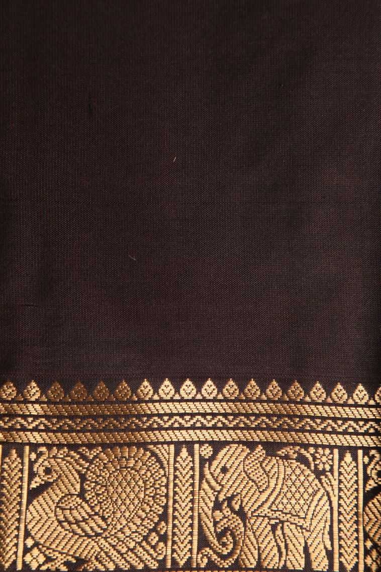 Salmon Pink Soft Silk Saree with Gold Zari Floral Puttas view 3