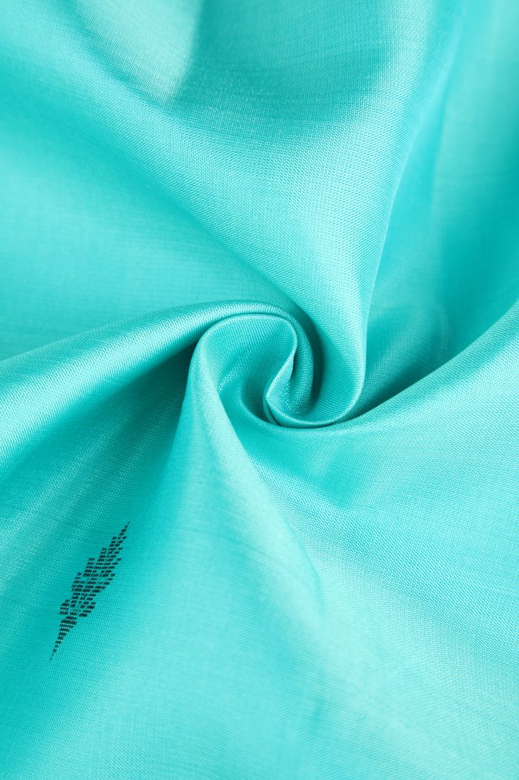 Sky Blue Soft Silk Saree with Silver Zari Floral Puttas view 4