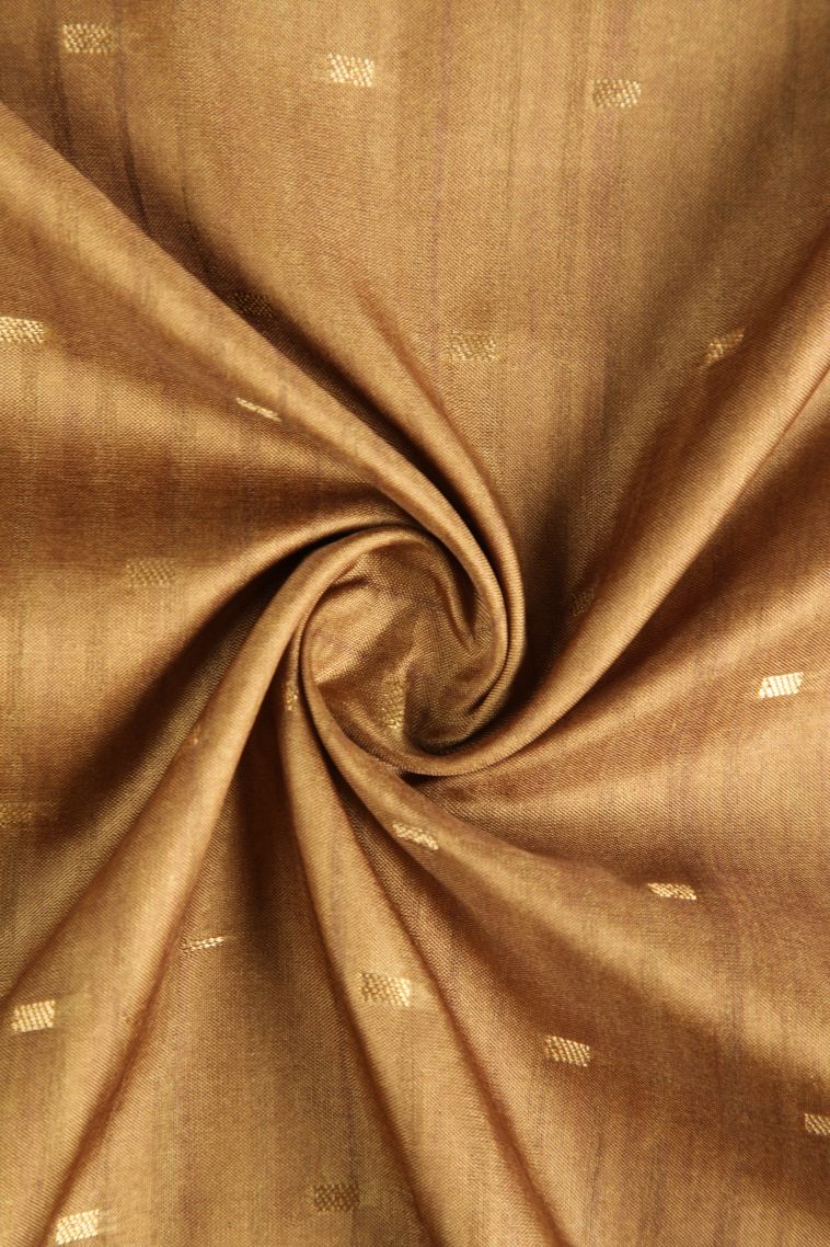Rich Gold Semi Raw Silk Printed Gold Zari with Zari Puttas view 4