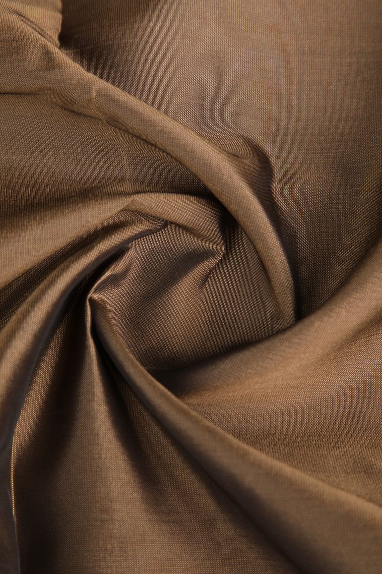 Peanut Brown Soft Silk Saree Gold Zari with Floral Puttas view 4