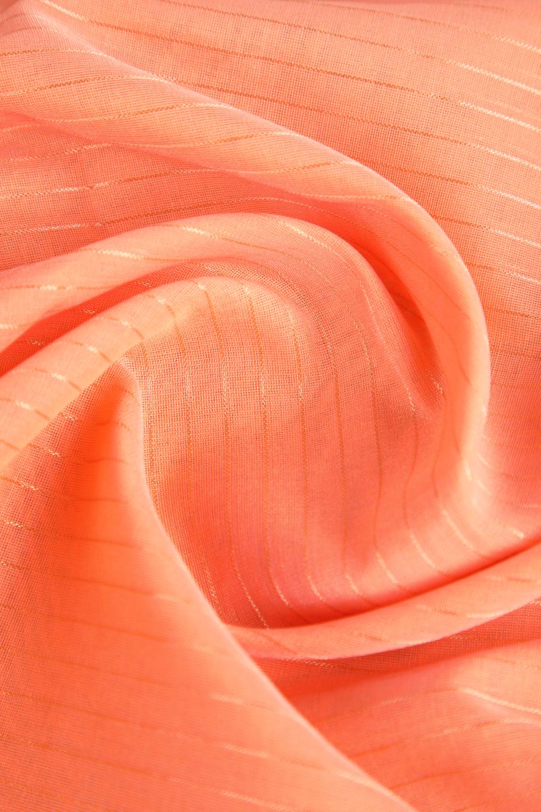 Flamingo Pink Silk Cotton Sarees with Copper Zari Floral Patterns view 4