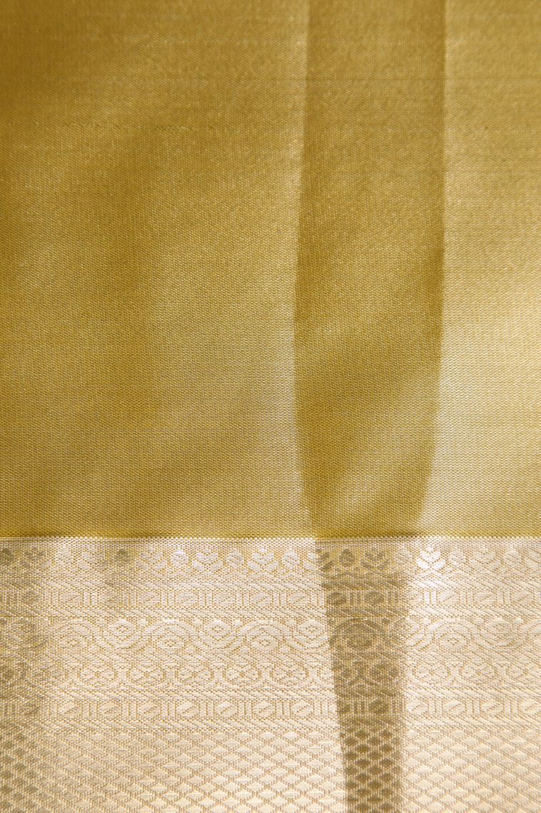 Biscotti Yellow Apoorva Silk Sarees with Silver Zari Floral Patterns view 3