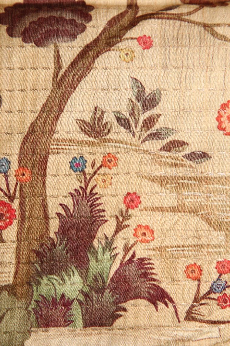 Apricot Orange Semi Tussar Silk Gold Zari with Zari Puttas view 3