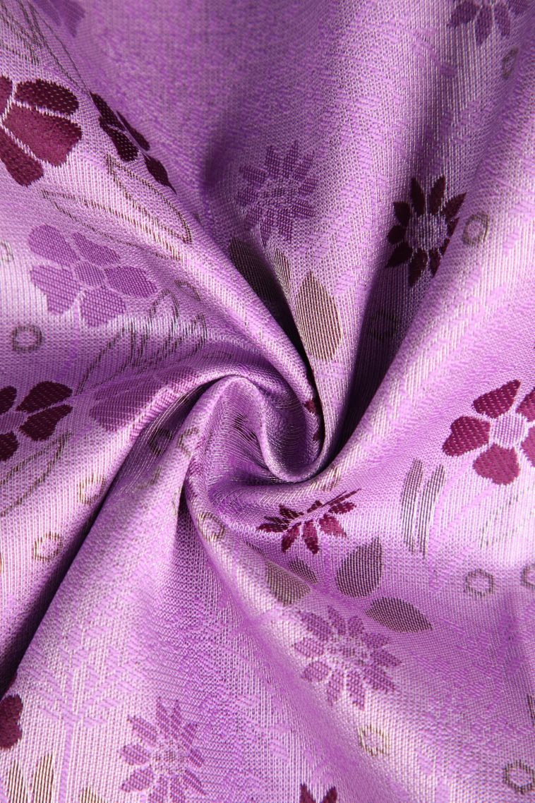 Periwinkle Purple Visiri Madippu Silk Sarees with Silver Zari Floral Patterns view 4
