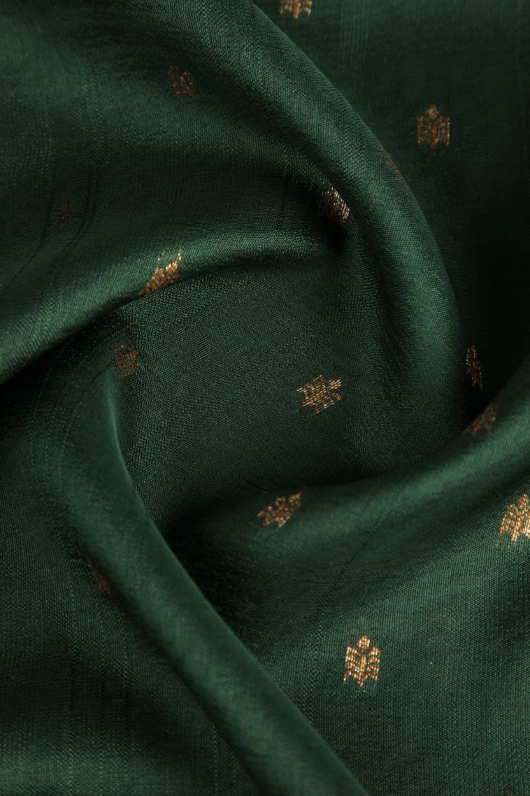 Juniper Green Banaras Sarees Antic Zari with Floral Puttas view 4