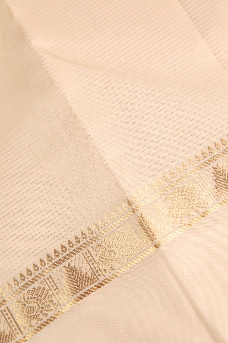Vanilla Custard Yellow Soft Silk Saree with Gold Zari Floral Puttas view 3