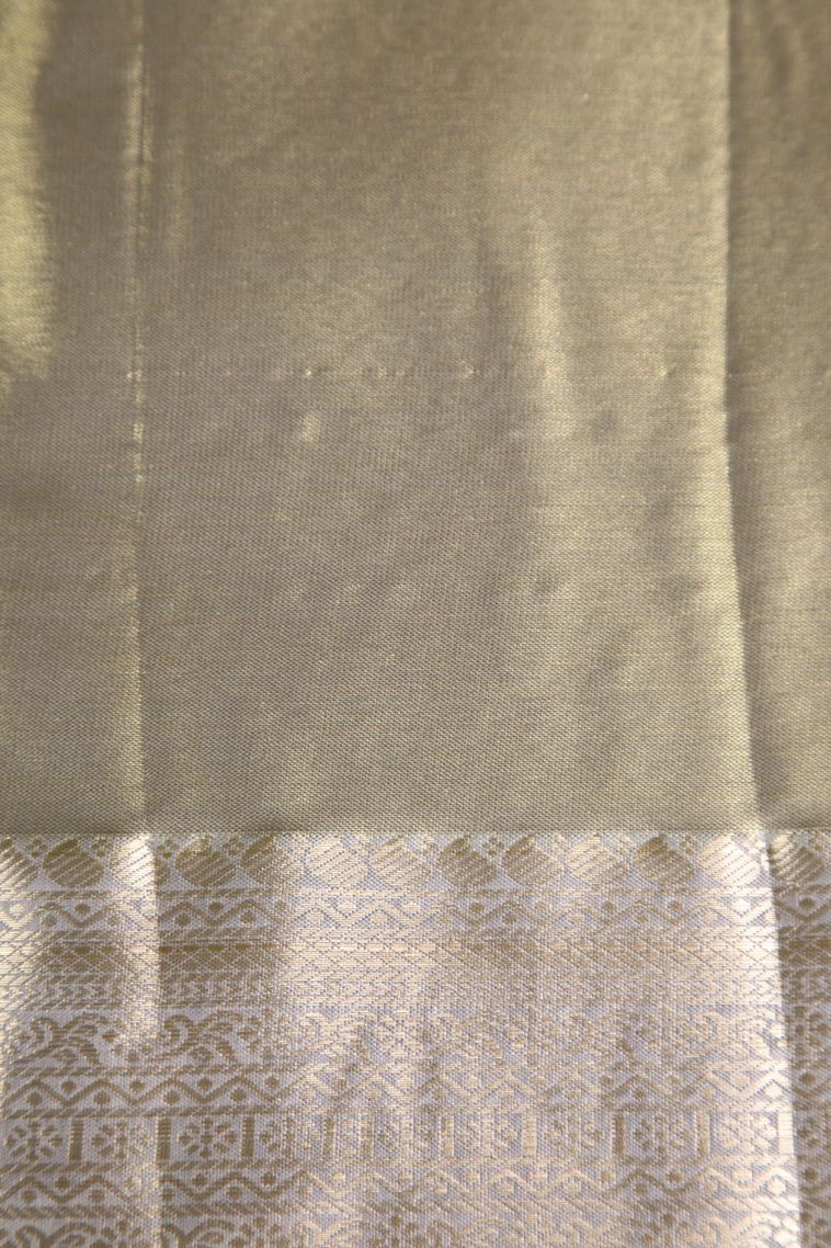 Hazelwood Yellow Apoorva Silk Sarees with Silver Zari Leaf Pattern view 3
