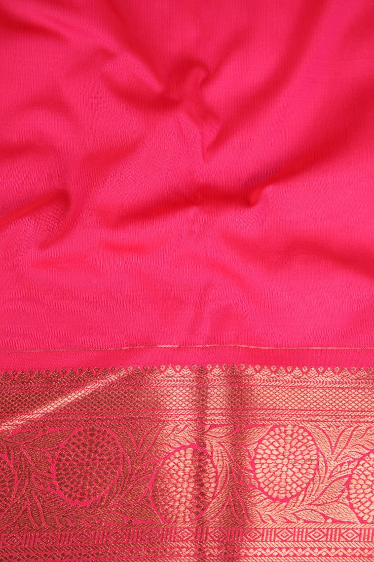 Strawberry Pink Apoorva Silk Sarees Copper Zari with Floral Patterns view 3
