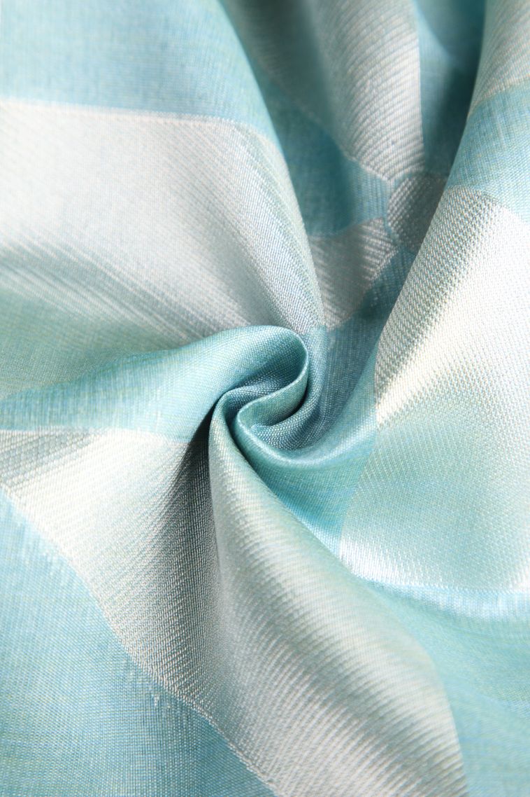 Sapphire Blue Semi Tussar Silk with Silver Zari Geometric Shapes view 4