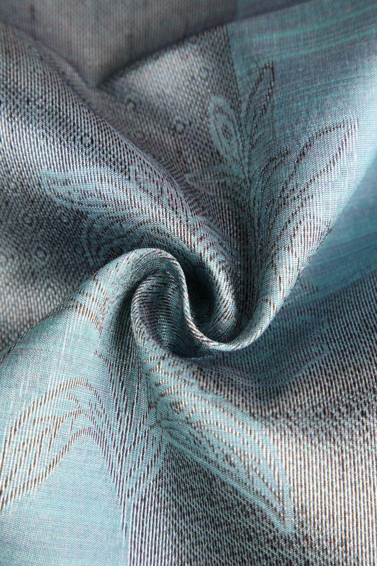 Sapphire Blue Semi Tussar Silk with Silver Zari Checks view 4