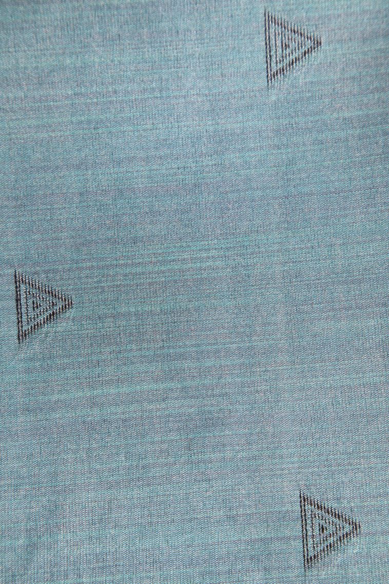 Sapphire Blue Semi Tussar Silk with Silver Zari Checks view 3