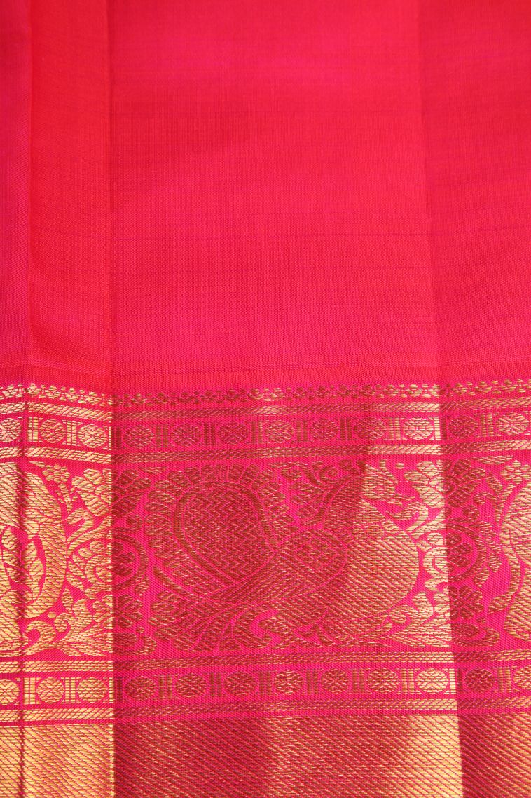 Viola Purple Kanchipuram Silk Sarees Gold Zari with Yali Motif view 3