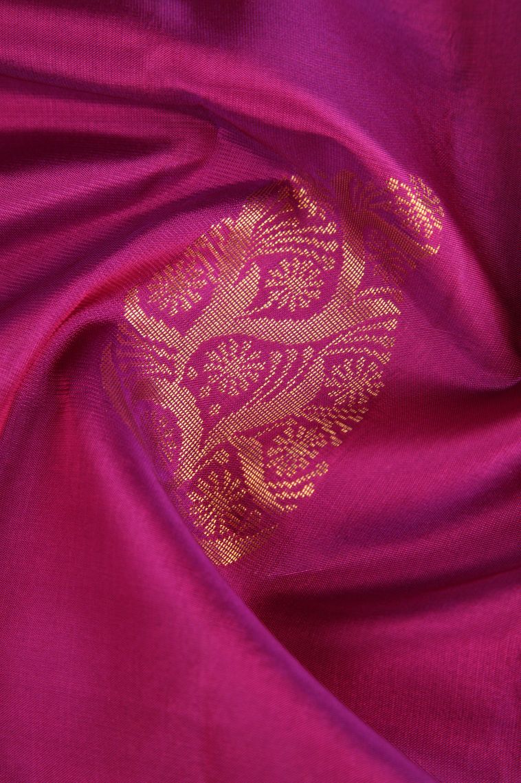 Magenta Pink Soft Silk Saree Copper Zari with Manga view 4