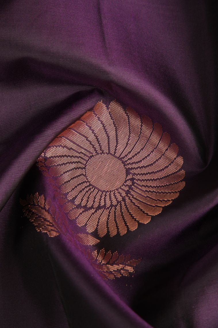 Viola Purple Soft Silk Saree with Copper Zari Floral Patterns view 4