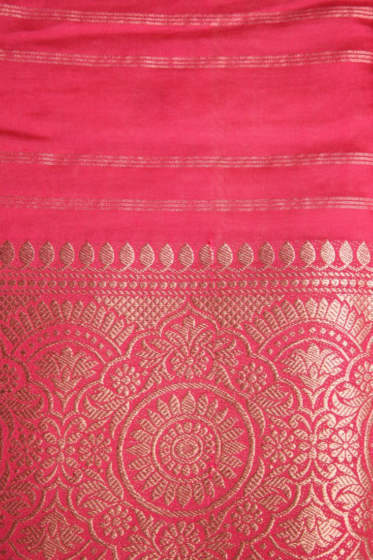 Porcelain White Chanderi Cotton Sarees Antic Zari with Cross Straipes view 3