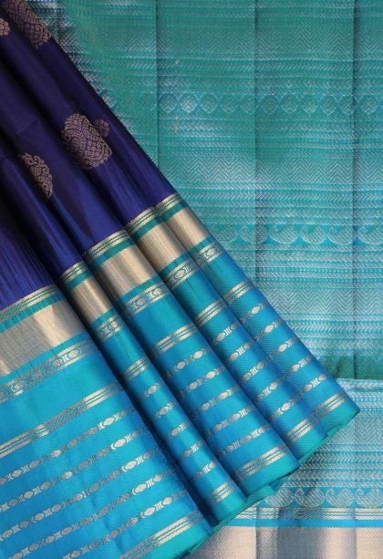 Berry Blue Soft Silk Saree with Gold Zari Annam Rudhratcham