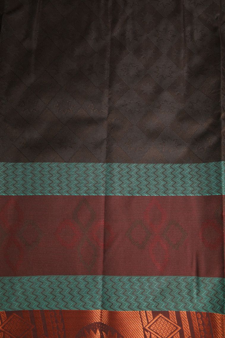 Cerulean Blue Visiri Madippu Silk Sarees Copper Zari with Geometric Shapes view 3
