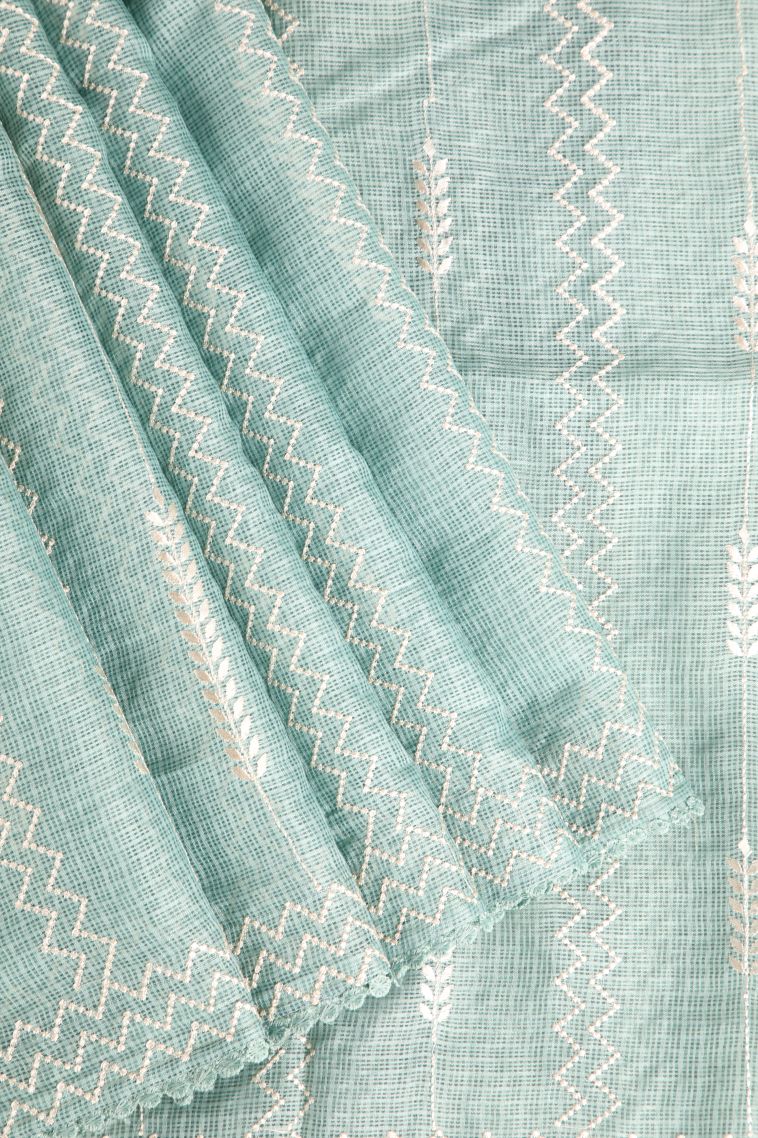 Pistachio Green Manipuri Cotton Sarees Without Zari with Geometric Shapes