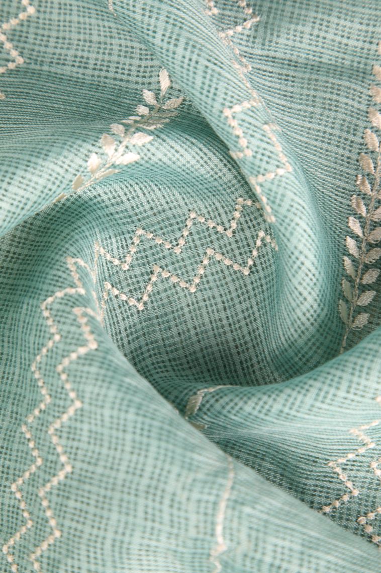 Pistachio Green Manipuri Cotton Sarees Without Zari with Geometric Shapes view 4