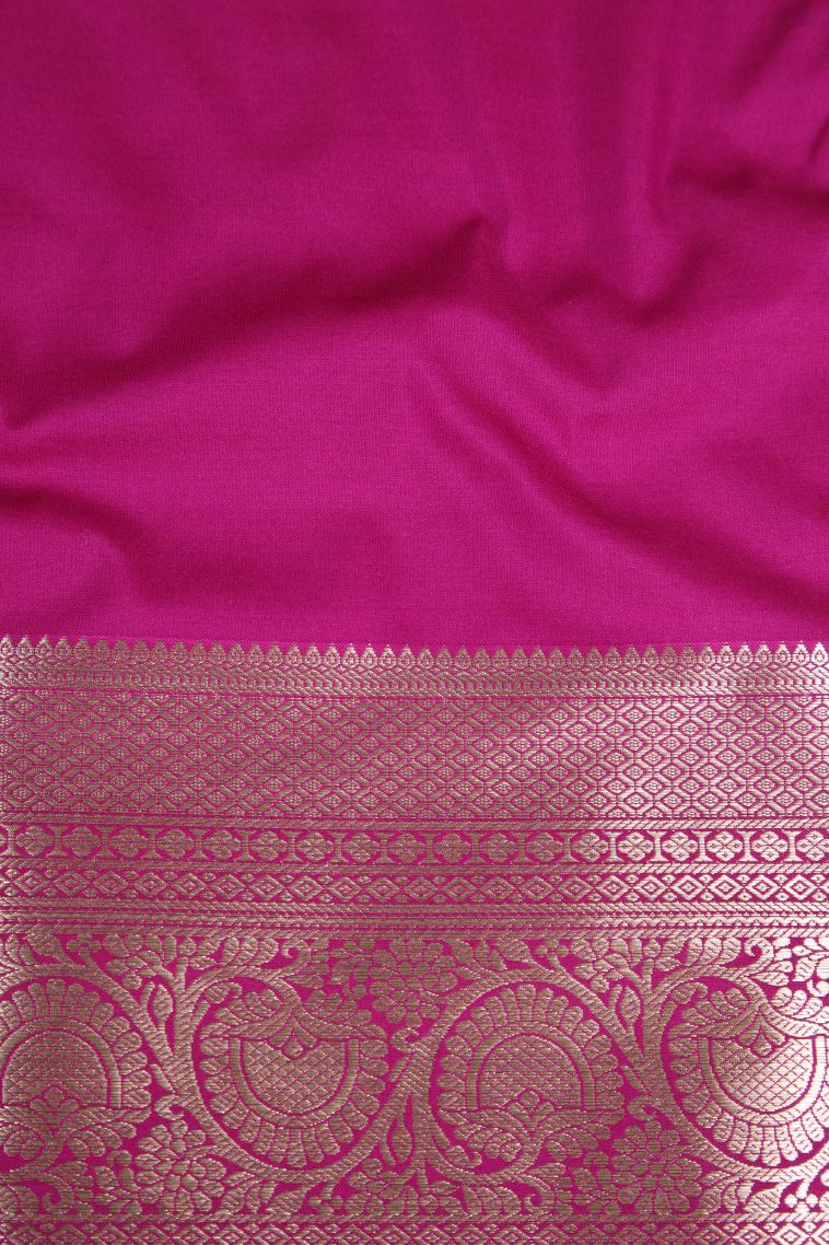 Magenta Pink Apoorva Silk Sarees Silver Zari with Floral Patterns view 3