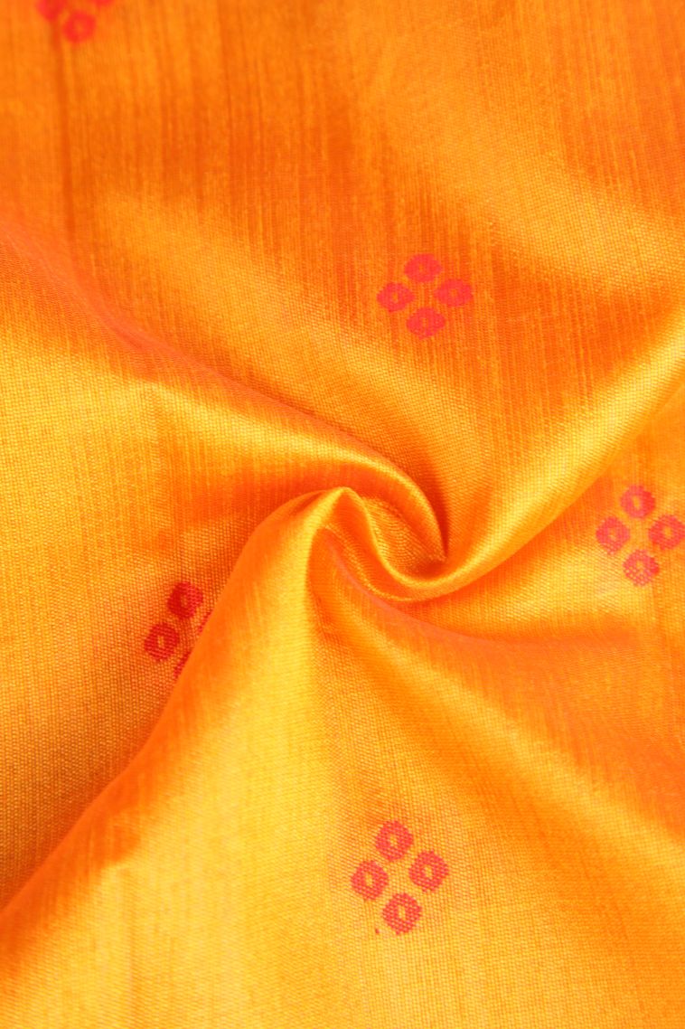 Honey Orange Semi Tussar Silk with Gold Zari Buttis (small Dots Or Motifs) view 4