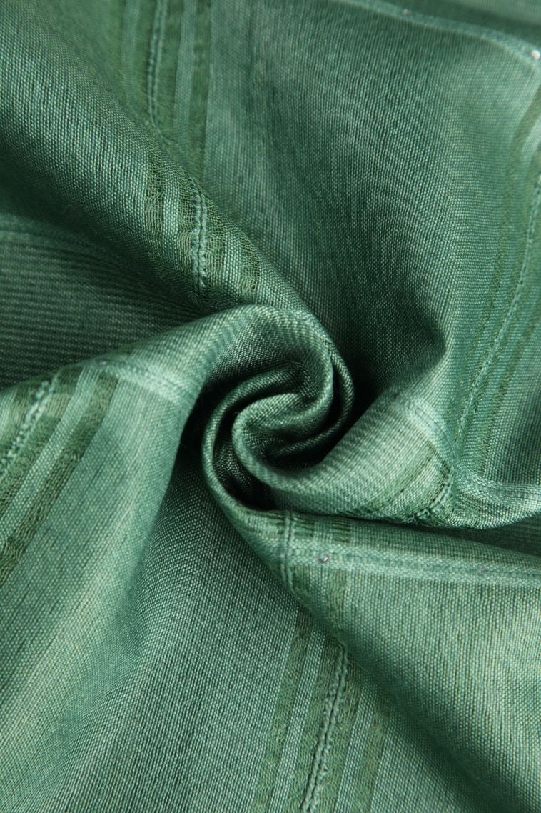 Sage Green Linen Saree with Without Zari Zari Stripes view 4