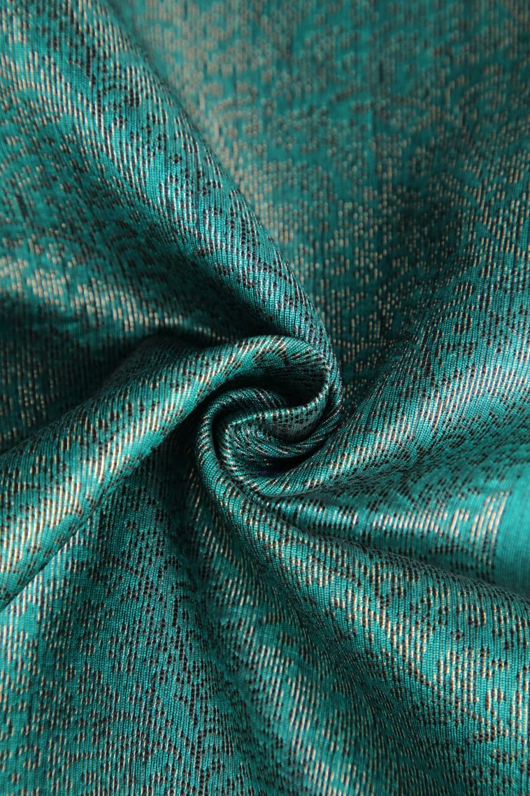 Ocean Blue Jute Sarees with Antic Zari Floral Patterns view 4