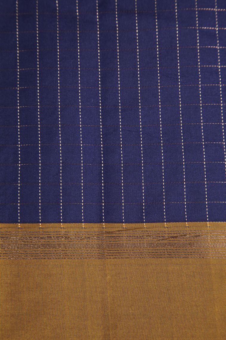 Azure Blue Arani Silk Sarees Gold And Silver Zari with Checks view 3