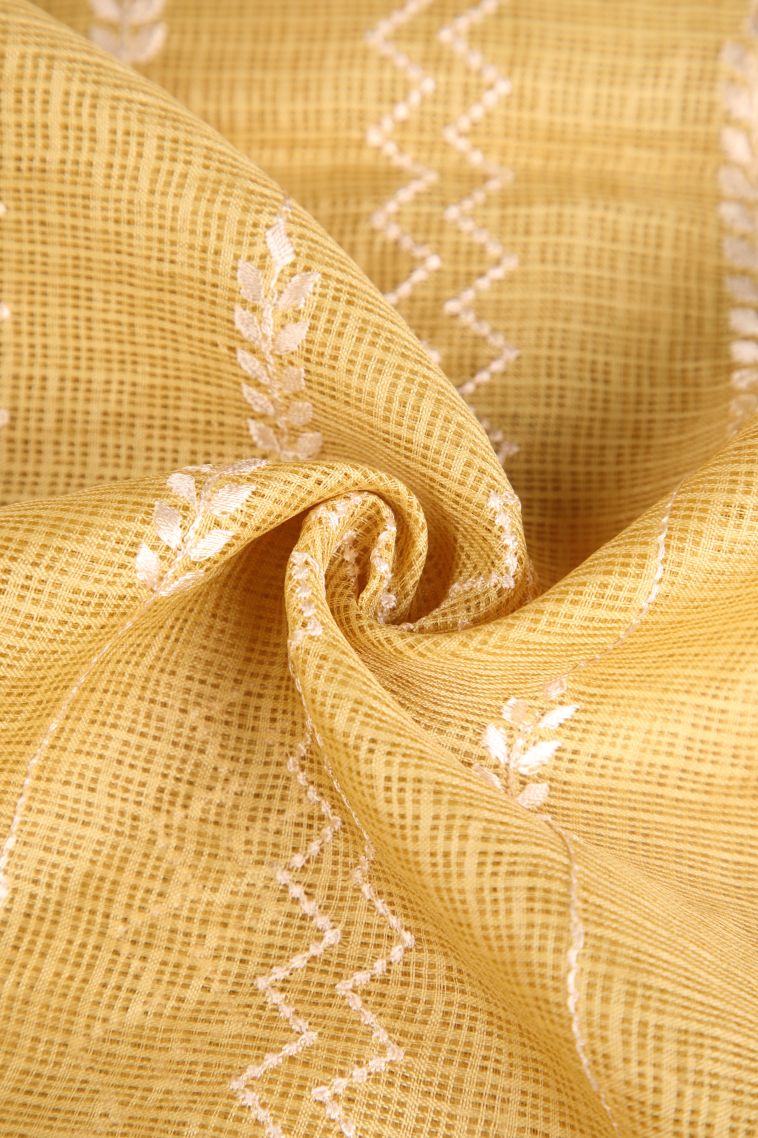Macaroon Yellow Manipuri Cotton Sarees Without Zari with Geometric Shapes view 4