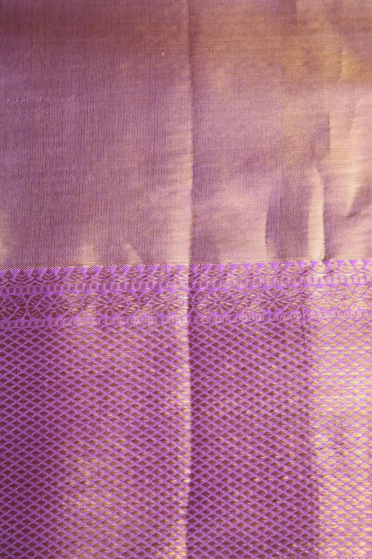 Gold Kanchipuram Silk Sarees with Gold Zari Floral Patterns view 3