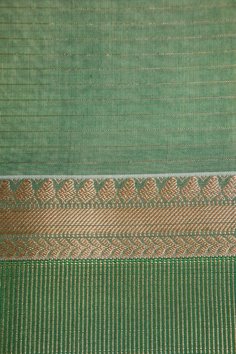 Cream White Silk Cotton Sarees with Copper Zari Floral Patterns view 3