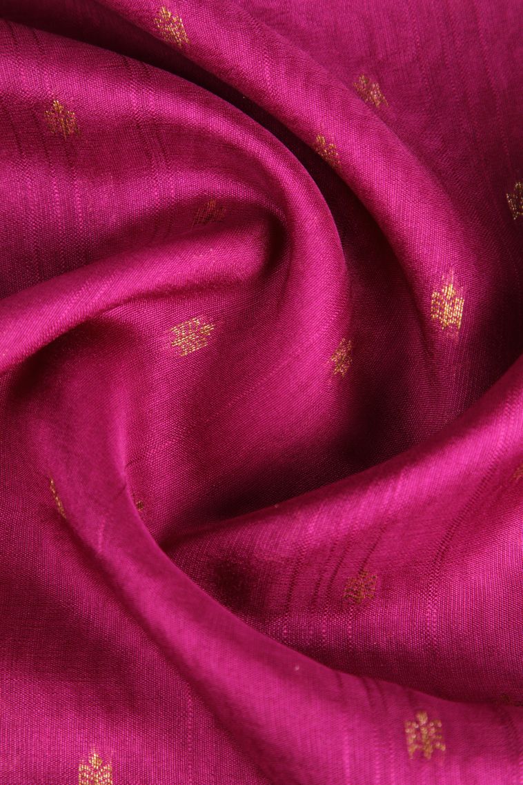 Magenta Pink Banaras Sarees Antic Zari with Floral Puttas view 4