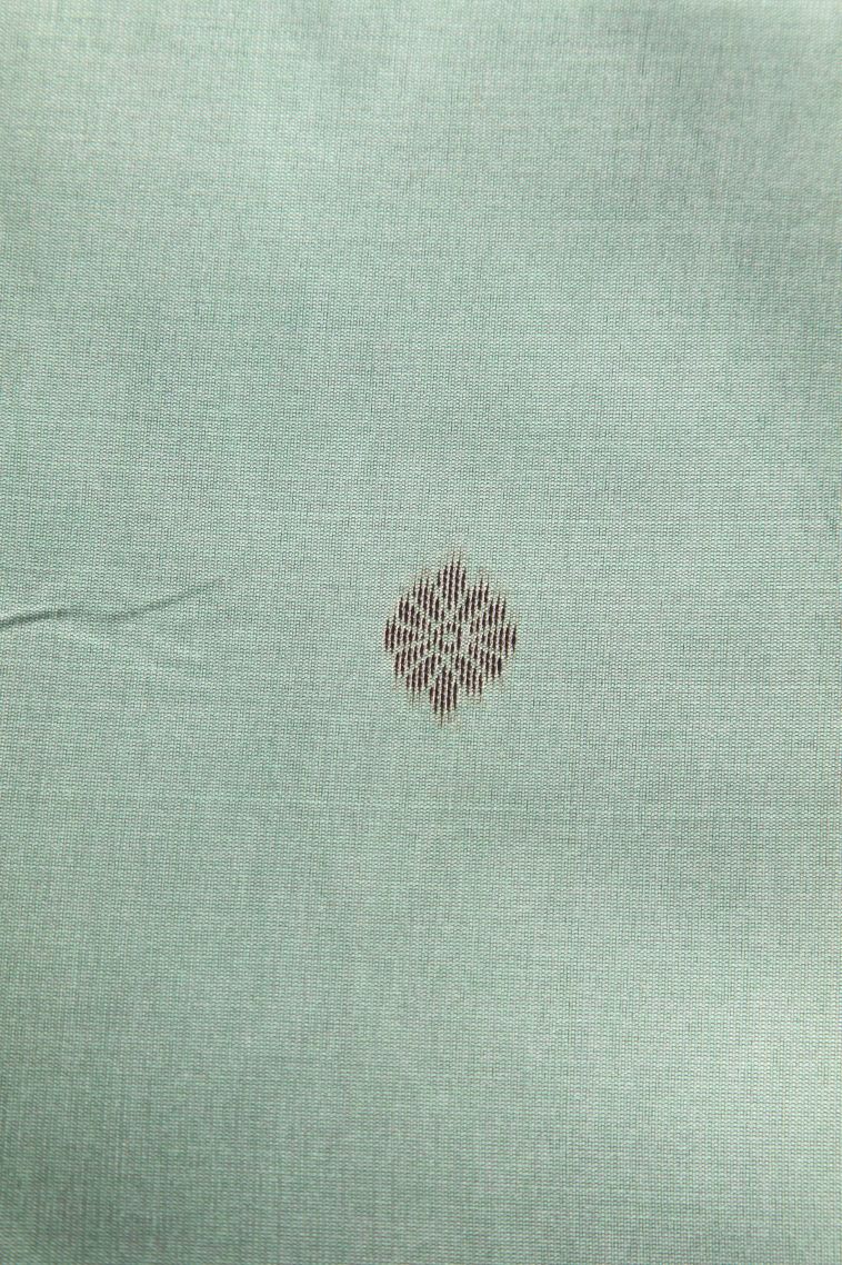 Pistachio Green Semi Tussar Silk with Antic Zari Floral Patterns view 3