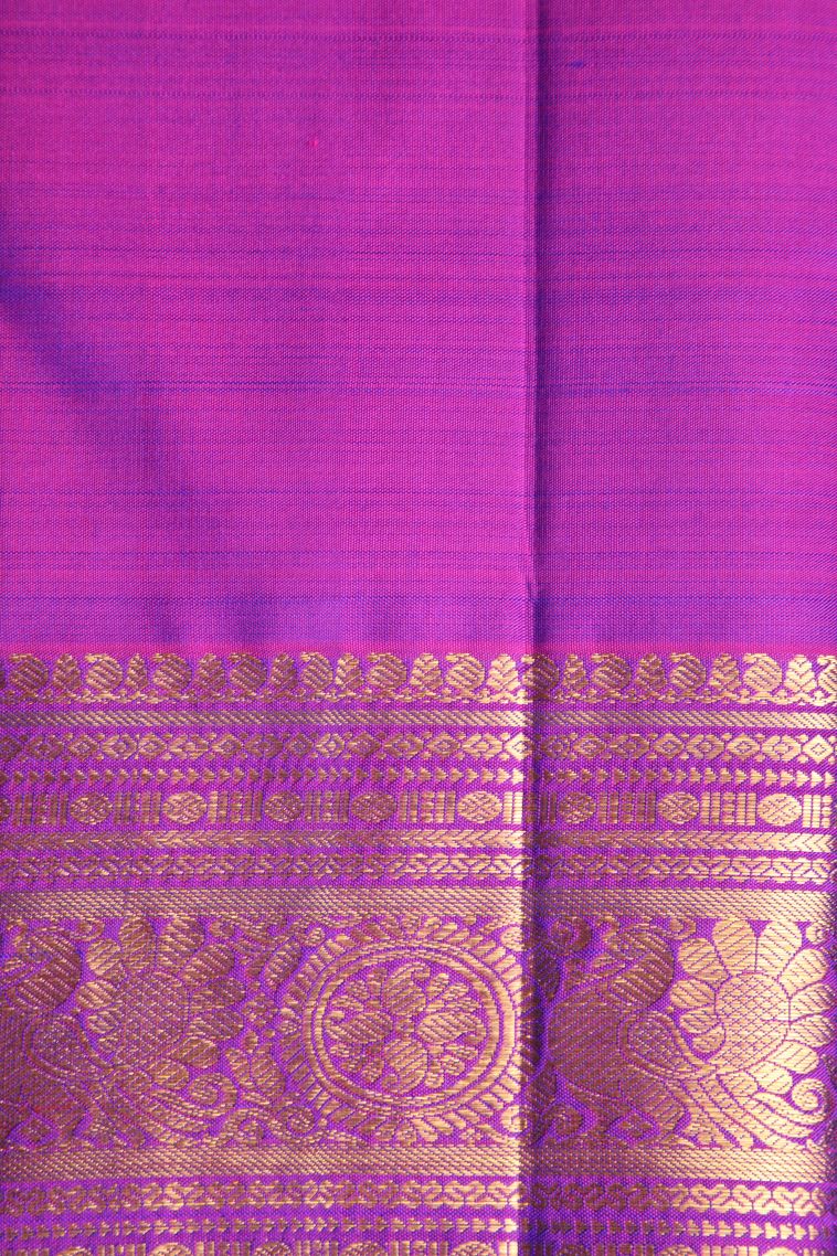Ocean Blue Kanchipuram Silk Sarees with Gold Zari Geometric Shapes view 3